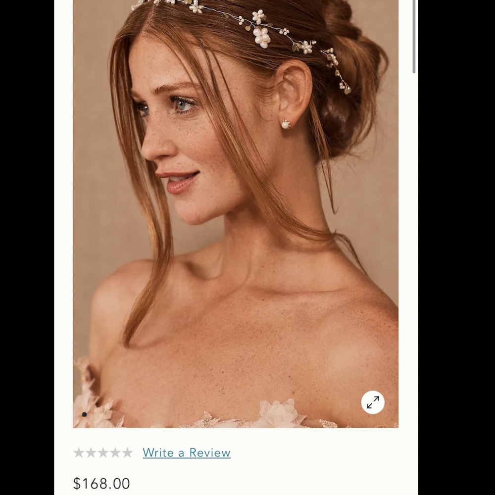 Anthropologie Pearl Floral Wire Headband in White and Gold - Picture 4 of 5